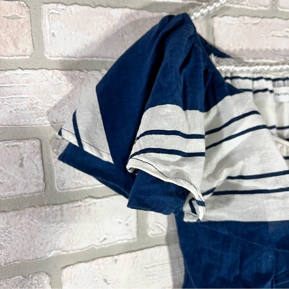 Faithfull the Brand Solerno Claremont Stripe Off The Shoulder Crop Top Size 4 - Picture 7 of 9